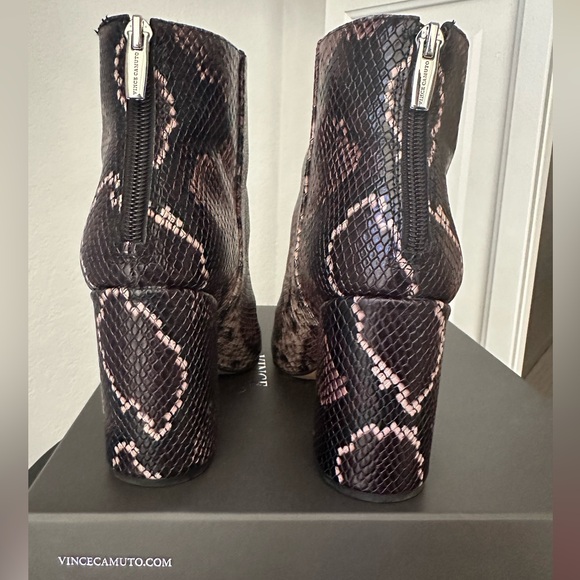 Vince Camuto Mauve Multi Snake Block Heel Pointed Toe Leather Booties - Size 8M - Picture 5 of 5